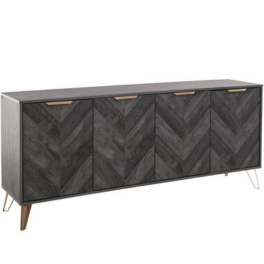 Dark Wood - Dressoir met 4 zwarte spaanplaatdeuren product