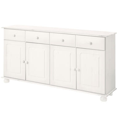 Mette - Buffet avec 4 tiroirs et 4 portes en pin teinté blanc product