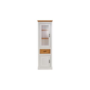 Selma - Vitrine avec 1 porte vitrée, 1 porte et 1 tiroir en pin teinté blanc product