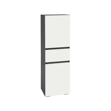 Wisla - Armoire midi avec 1 tiroir et 2 portes en aggloméré blanc / anthracite product