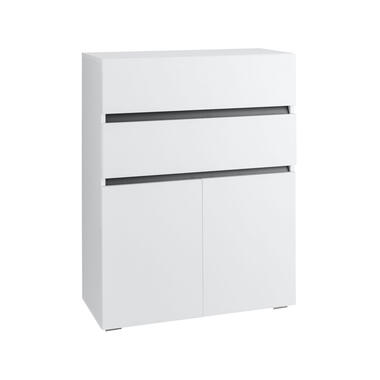 Wisla - Armoire midi avec 2 tiroirs et 2 portes en aggloméré blanc product