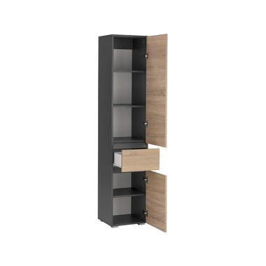 Wisla - Armoire haute avec 1 tiroir et 2 portes en aggloméré chêne / anthracite product