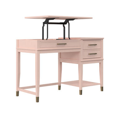 Westerleigh - Bureau d'ordinateur avec plateau élévateur en MDF rose product