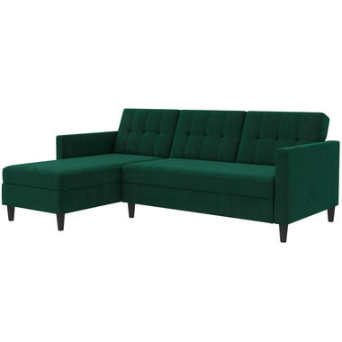 Hartford - Canapé clic-clac d'angle 3 places en tissu vert foncé product