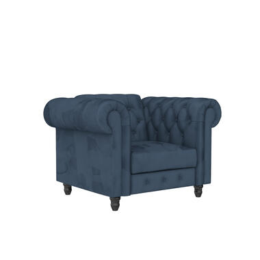 Felix - Fauteuil chesterfield en velours bleu product