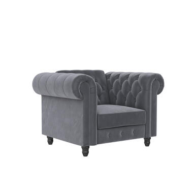 Felix - Fauteuil chesterfield en velours anthracite product