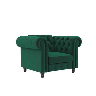 Felix - Fauteuil chesterfield en velours vert foncé product