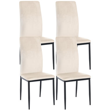 CLP Set van 4 Chaise à manger Savino Velours - Crème product