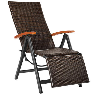 tectake Fauteuil de relaxation pliable avec repose-pieds Brisbane, Marron product