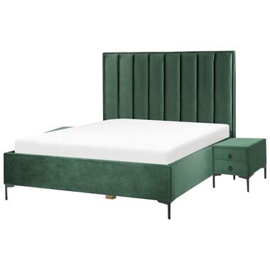 Ensemble de chambre en velours vert foncé avec lit double 160 x 200 cm SEZANNE product