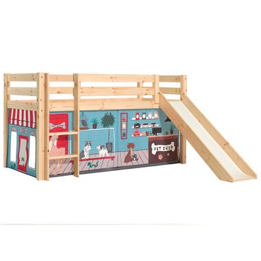 Lit mi-hauteur avec toboggan Astrid avec tente de lit Pet Shop - bois de pin product