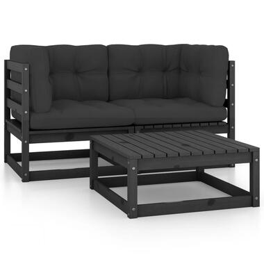 vidaXL 3-delige Loungeset met kussens massief grenenhout product