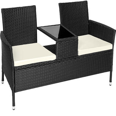 tectake® - Wicker tuinbank met tafel - zwart/beige product