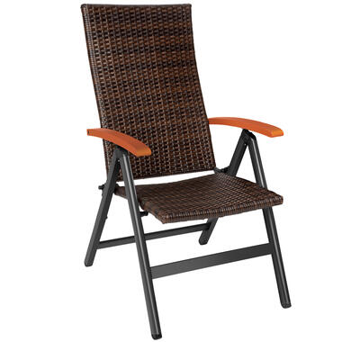 tectake Chaise en rotin Canberra avec structure en aluminium pliable, Marron product