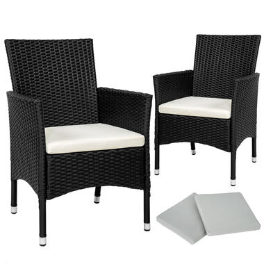 tectake® - set van 2 Wicker tuinstoelen met kussens - zwart product