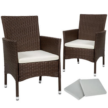 tectake® - Set van 2 wicker tuinstoelen met kussen -bruin product