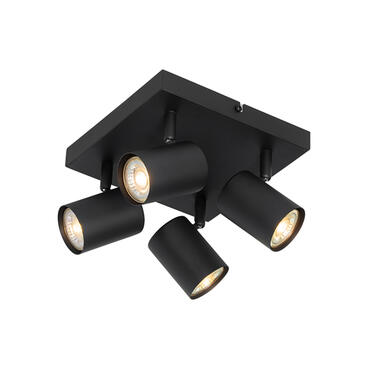 Qazqa plafonnier moderne réglable noir 4 lumières carré - jeana product