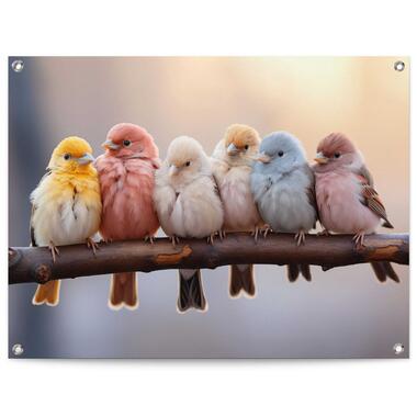 Tuinposter Pastel Birds - 60x80cm - Bont product