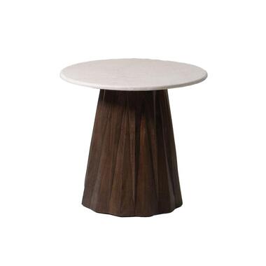 Bijzettafel Rond 60cm - Bruin Marmer/Hout - Faiza product