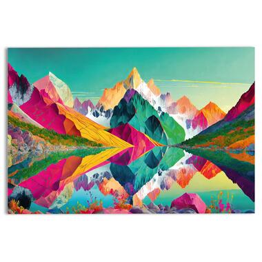 Glasschilderij - Bright Mountains - 78x116 cm Glas product