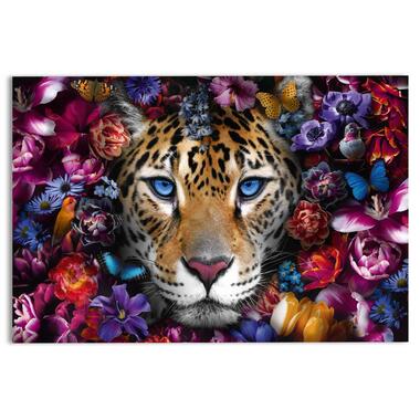 Glasschilderij - Power Cat - 78x116 cm Glas product