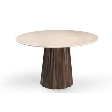 Eettafel Rond Ø150cm - Donkerbruin Marmer/Mangohout - Faiza product