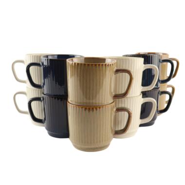 OTIX Set de 12 Tasses à Café 270 ml Diverses Couleurs Produit en Céramique product