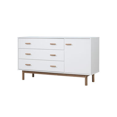 Melanie - Dressoir 1 deur en 3 laden in wit spaanplaat / eiken product