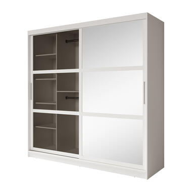 Meubella Kleerkast Davies - Wit - 200 cm - Met spiegel product