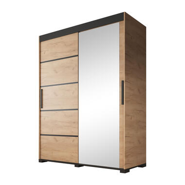 Meubella Kleerkast Fabio - Eiken - 150 cm - Met spiegel product