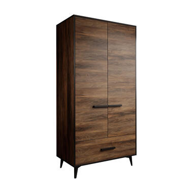 Armoire Frey 2 - Chêne foncé - Noir - 92 cm product