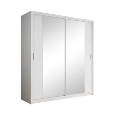 Meubella Kleerkast Blake - Wit - 200 cm - Met spiegel product