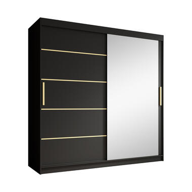 Armoire Malavi 2 - Noir - 200 cm - Avec miroir product