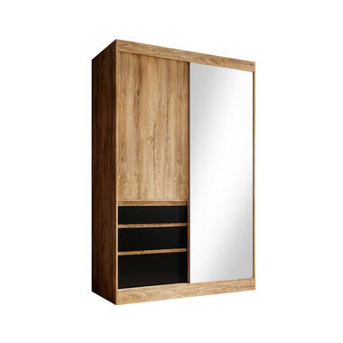 Armoire Henry - Chêne - Noir - 140 cm - Avec miroir product