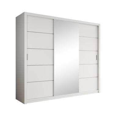 Meubella Kleerkast Blake - Wit - 250 cm - Met spiegel product