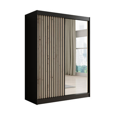 Armoire Lisbon 2 - Noir - 150 cm - Avec miroir product