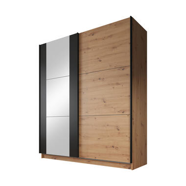 Armoire Saturn - Chêne - Noir - 179 cm - Avec miroir product