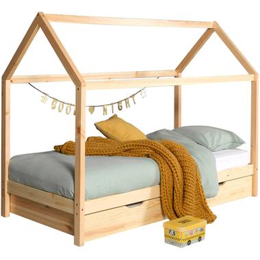 Lit cabane Dallas 1 90x200 avec tiroir de lit - bois pin product