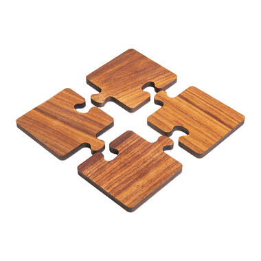 QUVIO Pan coasters / Glass coasters - Puzzle - Lot de 4 - Bois product