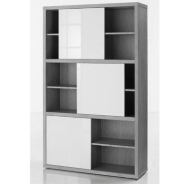 Armoire à classeurs Prato 120cm avec deux portes coulissantes - béton/blanc product