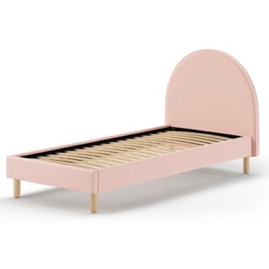Gestoffeerd bed Maeva 90x200cm - roze bouclé stof product