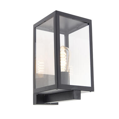 Qazqa applique extérieure rectangulaire moderne noire avec verre - rotterdam product