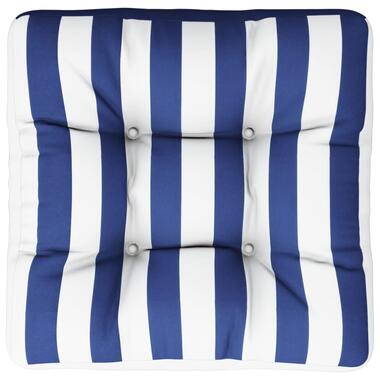 vidaXL Coussin de palette rayures bleues et blanches 50x50x12 cm tissu product