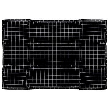 vidaXL Coussin de palette motif à carreaux noir 120x80x12 cm tissu product