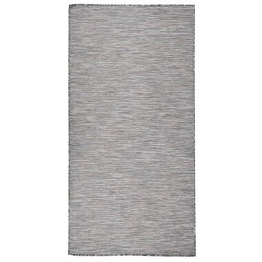 vidaXL Tapis à tissage plat d'extérieur 100x200 cm Marron et bleu product