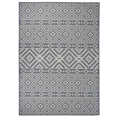 vidaXL Tapis à tissage plat d'extérieur 120x170 cm Rayures bleues product