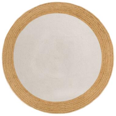 vidaXL Tapis tressé Blanc et naturel 90 cm Jute et coton Rond product