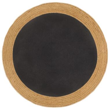 vidaXL Tapis tressé Noir et naturel 150 cm Jute et coton Rond product