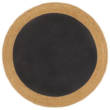 vidaXL Tapis tressé Noir et naturel 90 cm Jute et coton Rond product