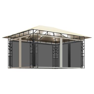 vidaXL Tonnelle avec moustiquaire et lumières LED 4x3x2,73 m Crème product